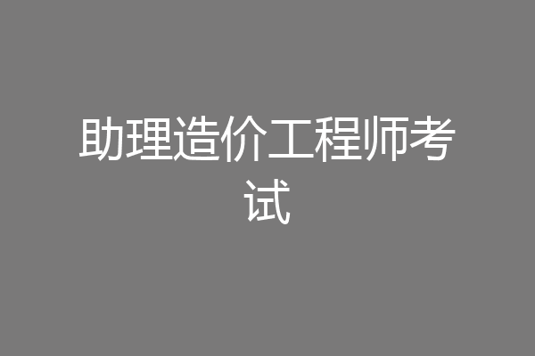 助理造价工程师考试