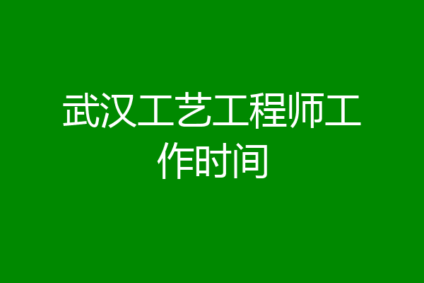 武汉工艺工程师工作时间