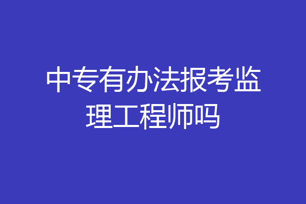 中专有办法报考监理工程师吗