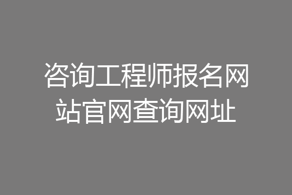 咨询工程师报名网站官网查询网址