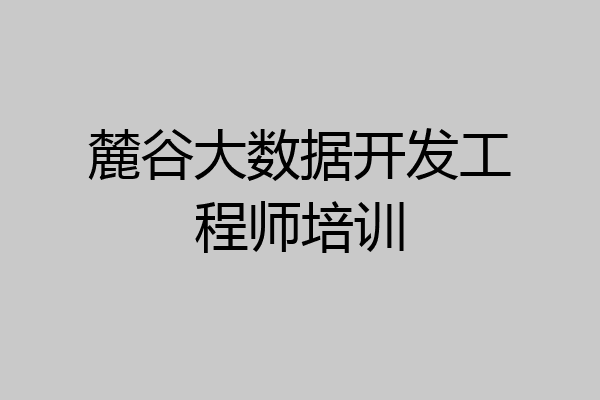 麓谷大数据开发工程师培训