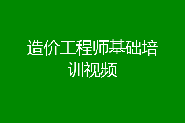 造价工程师基础培训视频