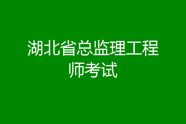 湖北省总监理工程师考试