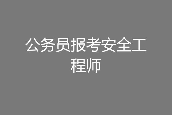 公务员报考安全工程师