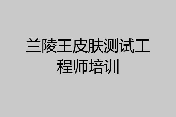 兰陵王皮肤测试工程师培训