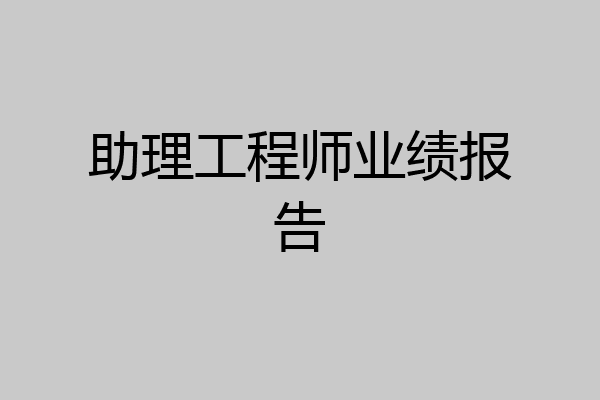 助理工程师业绩报告