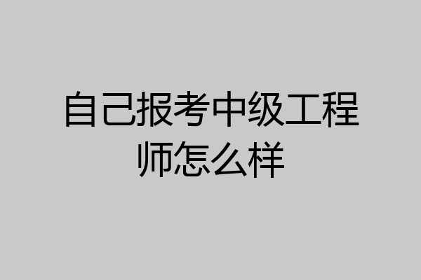 自己报考中级工程师怎么样
