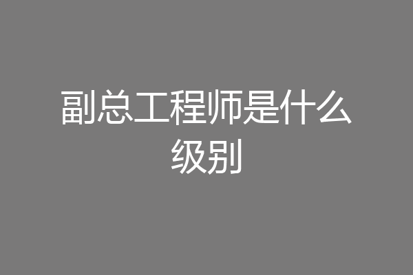 副总工程师是什么级别
