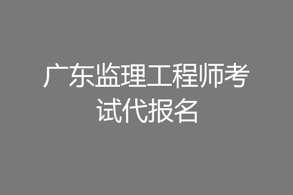 广东监理工程师考试代报名