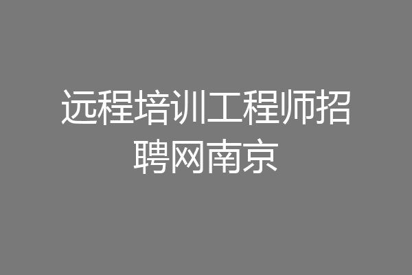 远程培训工程师招聘网南京