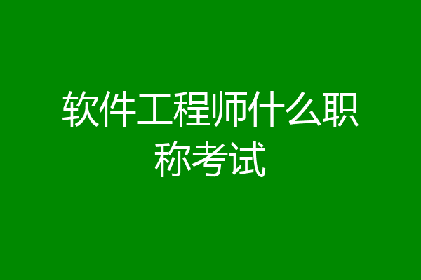 软件工程师什么职称考试