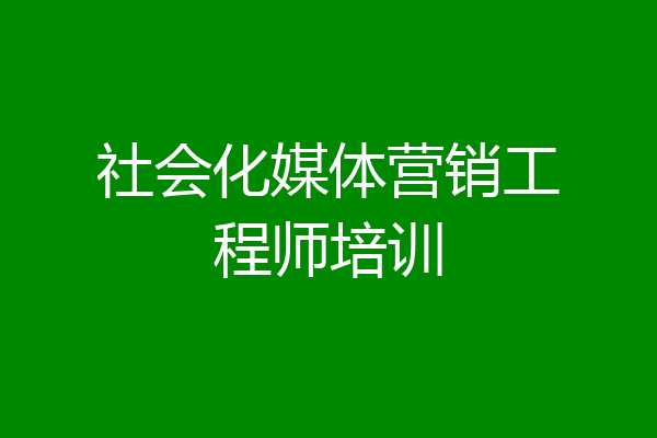 社会化媒体营销工程师培训