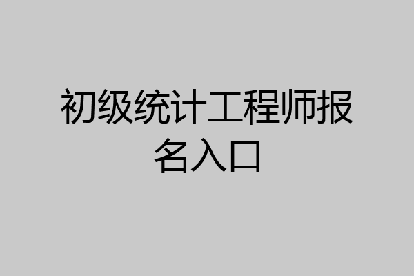 初级统计工程师报名入口