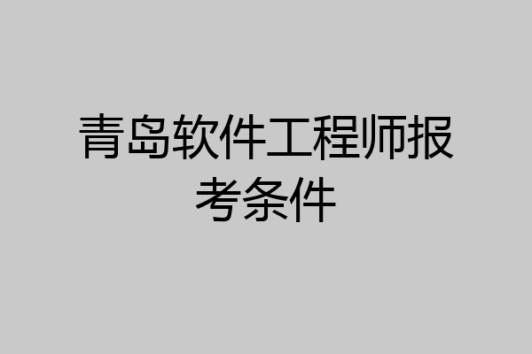 青岛软件工程师报考条件