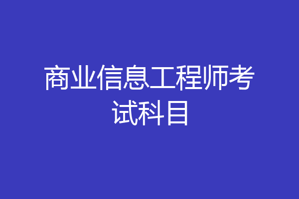 商业信息工程师考试科目