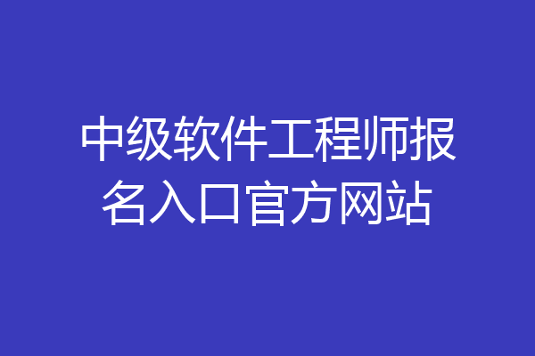 中级软件工程师报名入口官方网站