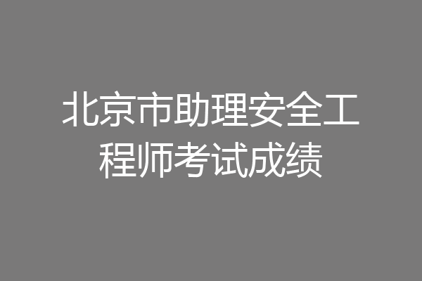 北京市助理安全工程师考试成绩