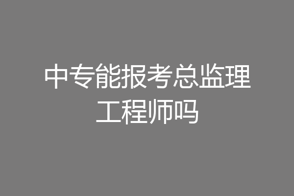 中专能报考总监理工程师吗