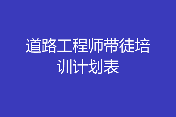道路工程师带徒培训计划表