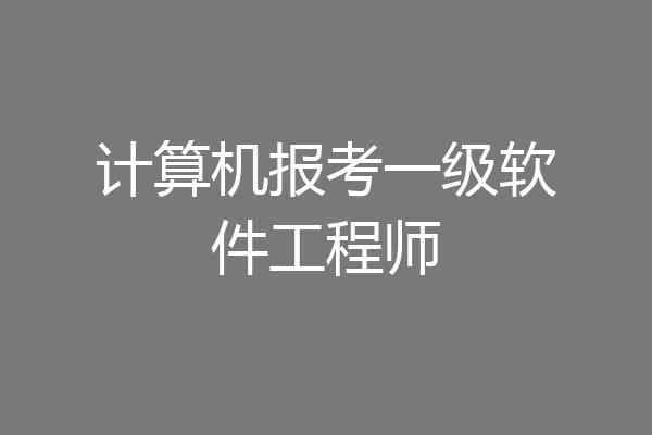 计算机报考一级软件工程师
