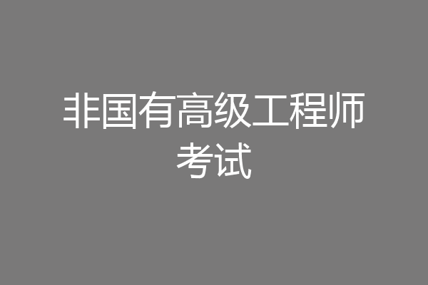 非国有高级工程师考试