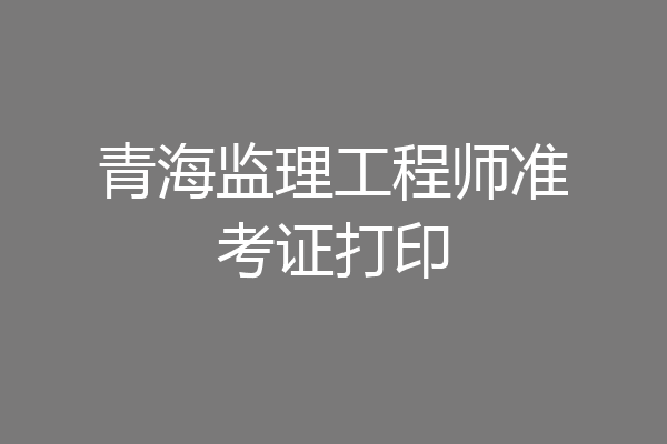 青海监理工程师准考证打印