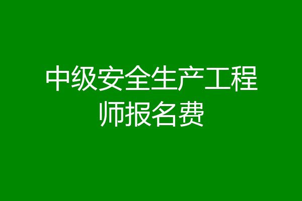 中级安全生产工程师报名费
