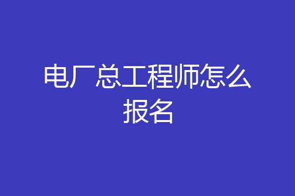 电厂总工程师怎么报名