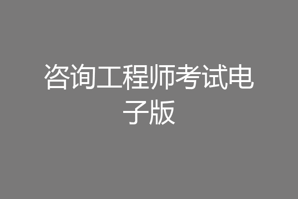 咨询工程师考试电子版
