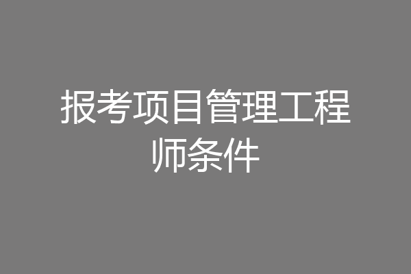 报考项目管理工程师条件