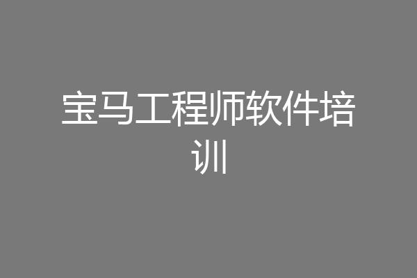 宝马工程师软件培训