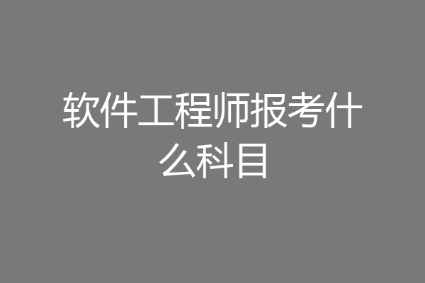 软件工程师报考什么科目