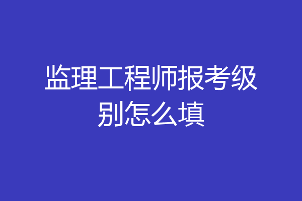 监理工程师报考级别怎么填