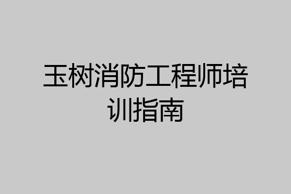 玉树消防工程师培训指南