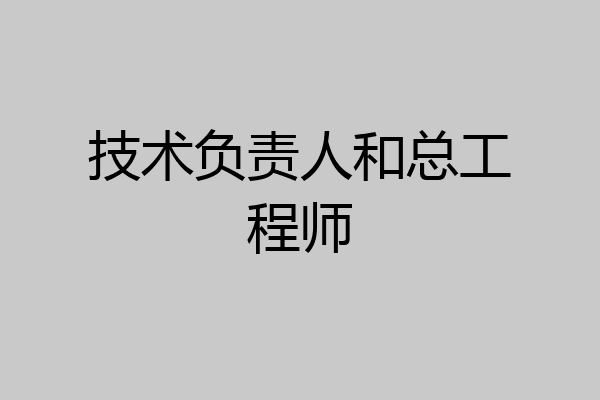 技术负责人和总工程师