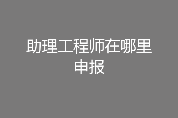 助理工程师在哪里申报