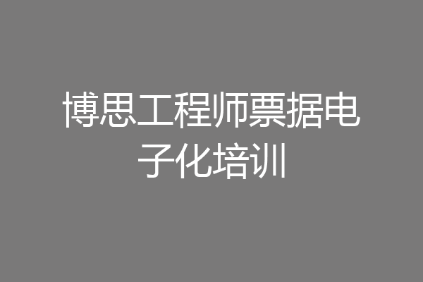 博思工程师票据电子化培训