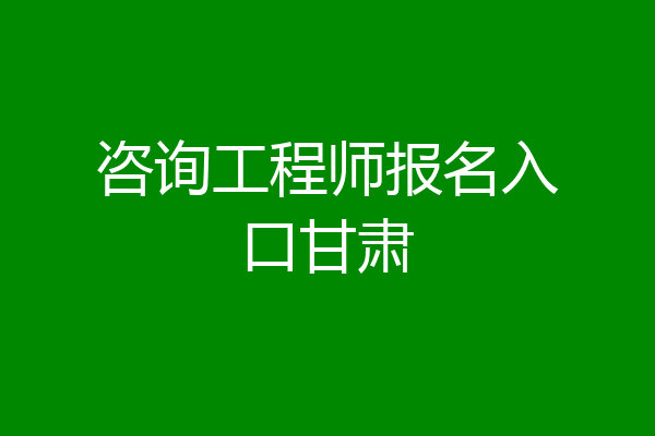 咨询工程师报名入口甘肃