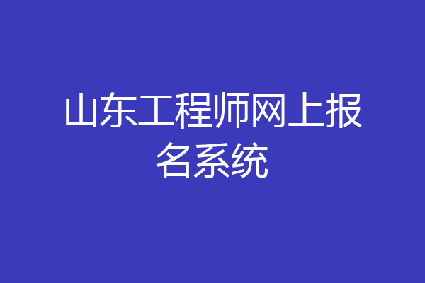 山东工程师网上报名系统