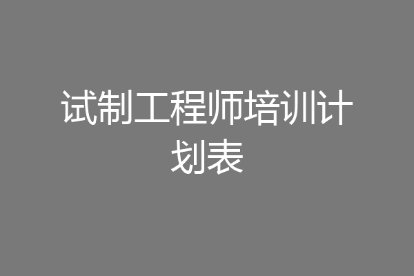 试制工程师培训计划表