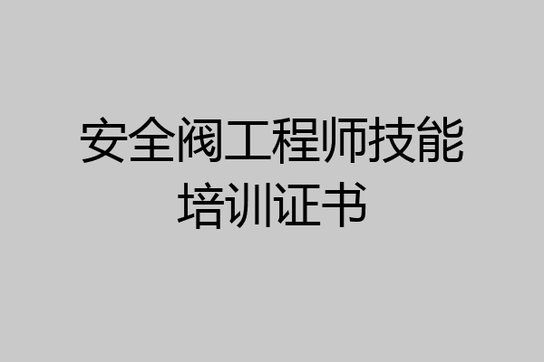 安全阀工程师技能培训证书