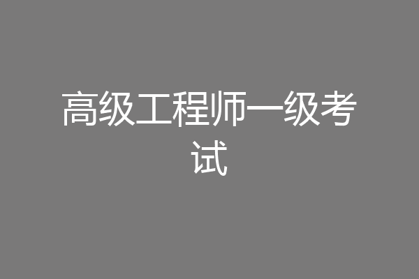 高级工程师一级考试