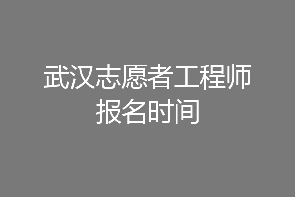 武汉志愿者工程师报名时间