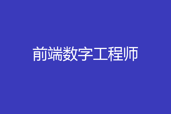 前端数字工程师