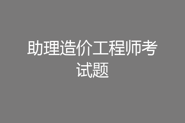 助理造价工程师考试题