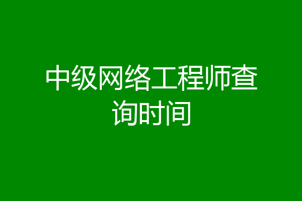 中级网络工程师查询时间