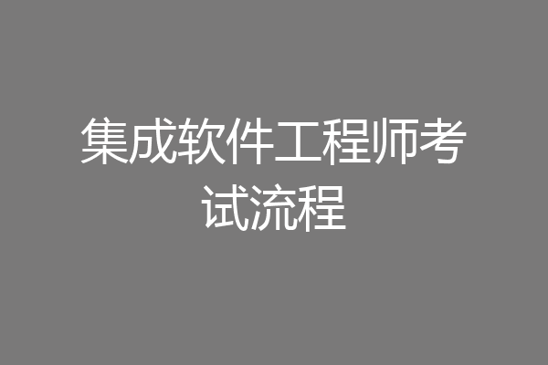 集成软件工程师考试流程