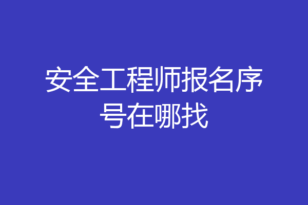 安全工程师报名序号在哪找