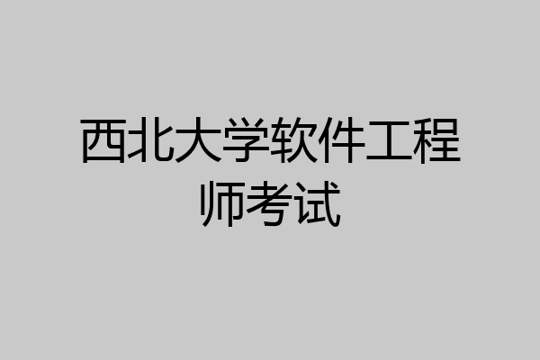 西北大学软件工程师考试