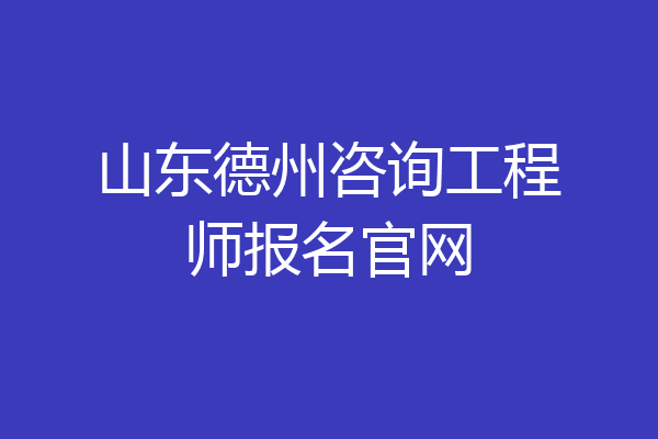 山东德州咨询工程师报名官网